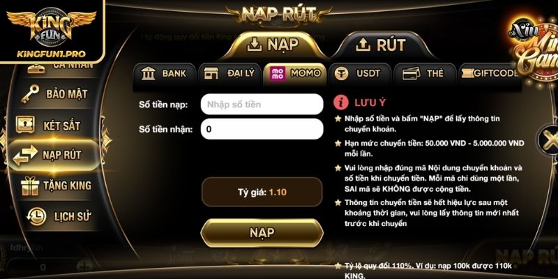 Nạp Tiền KINGFUN Hướng Dẫn Toàn Diện Và Lưu Ý Cho Tân Binh 2 Nạp tiền KINGFUN tiện lợi qua ví điện tử