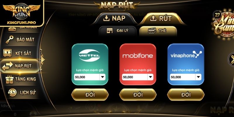Rút Tiền KINGFUN Khám Phá Quy Trình Và Lưu Ý Quan Trọng 2 Rút tiền KINGFUN qua thẻ cào